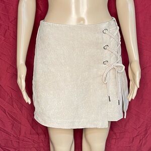 Divided H&M Faux Suede Side Laced Mini Skirt Size 14